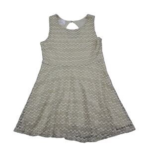 Sans Souci Dress Girls L Ivory Sleeveless Round Neck Keyhole Sheer A Line